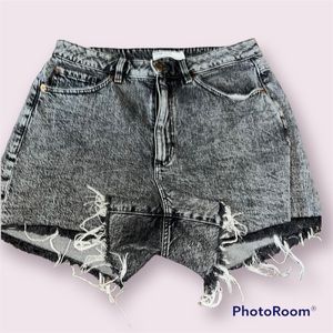 Garage Distressed Grey Acid Washed Jean Shorts